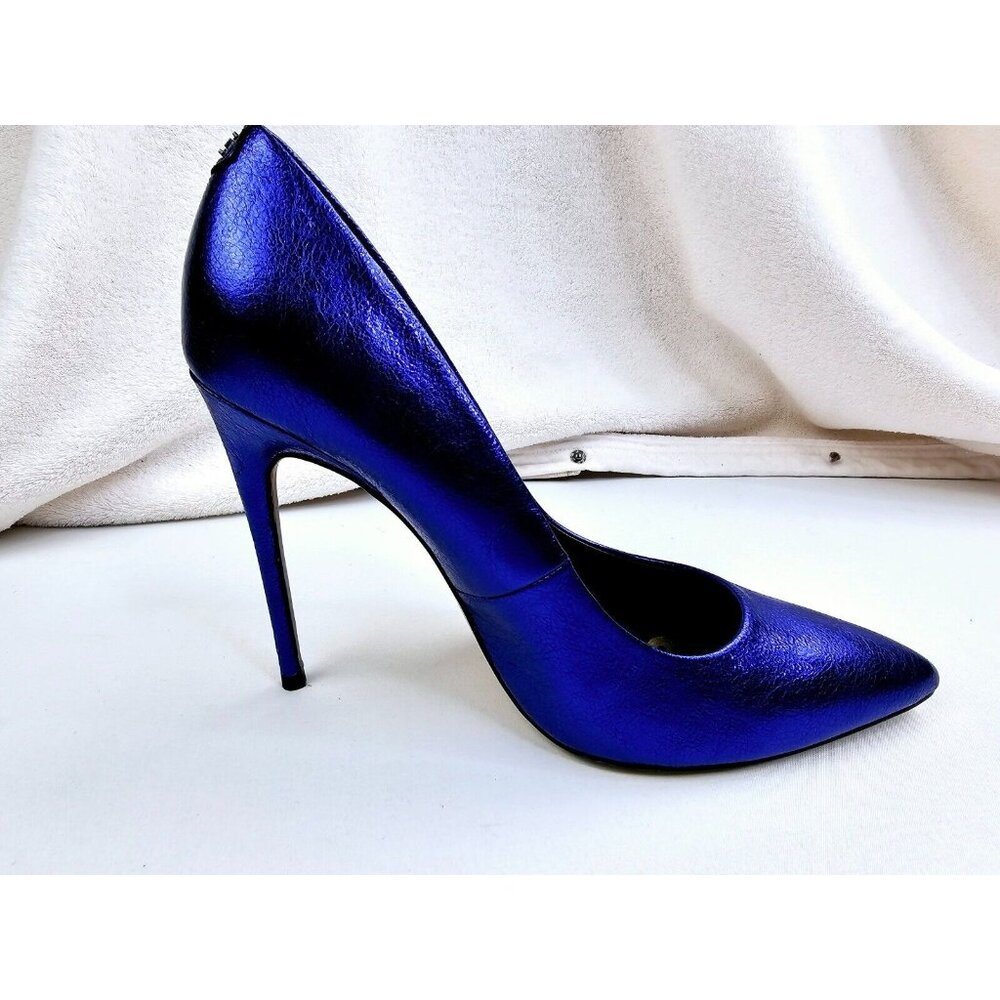 Sam Edelman Size 8M Womens Danna Blue Slip On Stiletto Point Toe Logo Pumps NWOB
